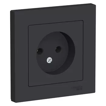 ATN001040 Atlasdesign Розетка без заземления, 16А, в сборе, Карбон Schneider Electric
