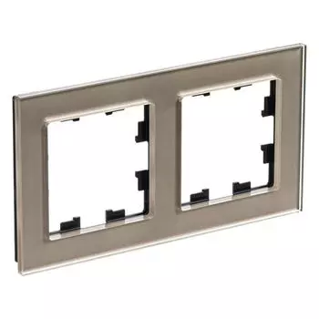 ATN320502 Рамка двойная Schneider Electric Atlasdesign Nature, шампань стекло