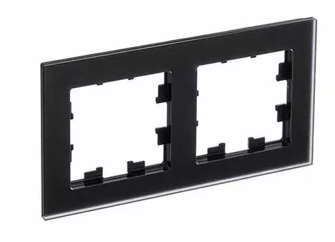 ATN331002 Рамка двойная Schneider Electric Atlasdesign Nature, матовое черное стекло