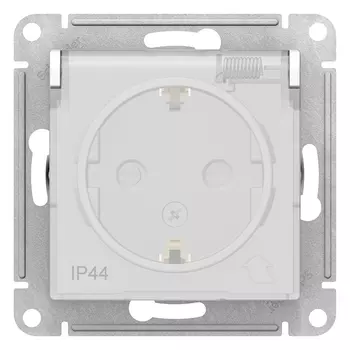 ATN440146 Atlasdesign AQUA Розетка с заземл. со шторк с крышк., 16А, IP44, механизм, Белый Schneider Electric