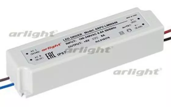 Блок питания ARPV-LV05040-A (5V, 8.0A, 40W) Arlight 018378