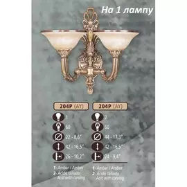 Бра 204P 204P/1 AY AMBER/ACID WITH CARVING Riperlamp