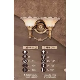 Бра 258N 258N/2 AQ CREAM ALABASTER Riperlamp
