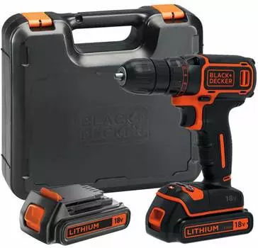 Дрель-шуруповерт Black &amp; Decker BDCDC18K1B-QW аккум. патрон:быстрозажимной (кейс в комплекте)