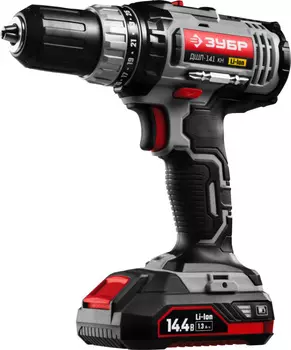 Дрель-шуруповерт Зубр ДШЛ-141 КН аккум. патрон:быстрозажимной (кейс в комплекте)
