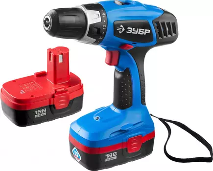 Дрель-шуруповерт Зубр ЗДА-18-2 КИН20 аккум. патрон:быстрозажимной (кейс в комплекте)