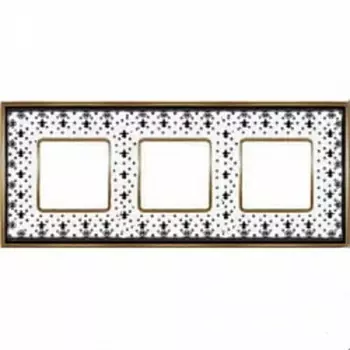 FD01343NEOB Рамка Vintage Porcelain Black LYS / Золото 3-постовая Fede