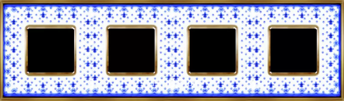 FD01344AZOB Рамка Vintage Porcelain Blue LYS / Золото 4-постовая Fede