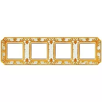 FD01354OPEN Рамка Smalto Italiano Siena Pearl white 4-постовая Fede