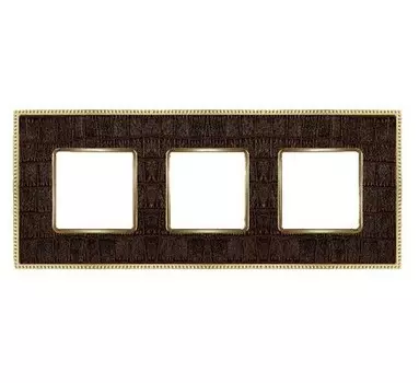 FD01443AOB Рамка Belle Epoque Tapestry Alicoco brown / bright gold 3-постовая гор/верт. Fede