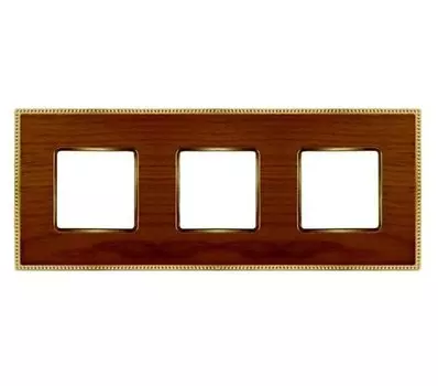 FD01453COB Рамка Belle Epoque Wood Cherry / Bright gold 3-постовая гор/верт. Fede