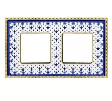 FD01472AZOB Рамка Belle Epoque Porcelain Blue LYS / Bright gold 2-постовая гор/верт. Fede