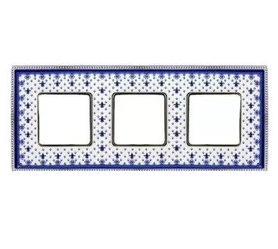 FD01473AZCB Рамка Belle Epoque Porcelain Blue lys / Bright chrome 3-постовая гор/верт. Fede