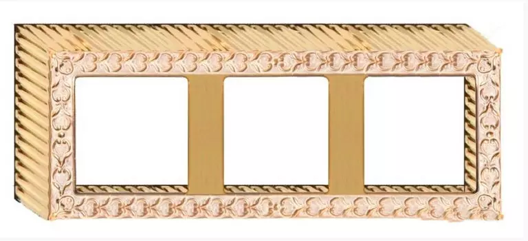 FD01523OP Рамка для накладного монтажа San Sebastian GOLD WHITE PATINA 3-постовая Fede