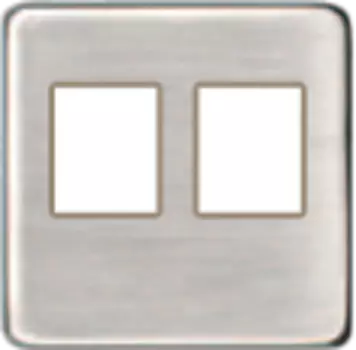 FD04318NS-A Монтажная плата для 2-х инф. разъемов RJ-45 бежевый, цвет Nickel Satin FEDE