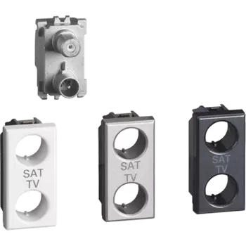 H4214D Axolute. Розетка TV-SAT для схемы "Звезда". Экранированная. 1 модуль. Поставляется в комплекте с лицевыми панелями цветов "Белый", "Алюминий", "Антрацит". Bticino
