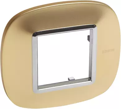 HB4802OSN Рамка Axolute Овал Золото матовое 2-модульная Bticino