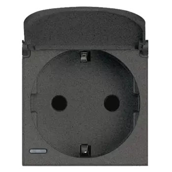 HS4141PW Axolute Розетка 2К+З с крышкой, 10/16 А 250 В с боковыми заземляющими контактами Schuko, с экранированными контактами, клеммы с автоматическим зажимом Bticino