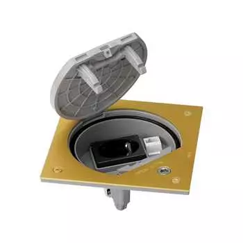 KSE15USEC-23-71 Влагостойкая основа IP66 с розеткой 2P+E Schuko К45 и коннектором RJ45 катег.5e UTP с замком, латунь Simon Connect