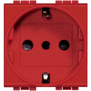 L4140R Розетка 2П + заземление 16A, с центральными и боковыми заземляющими контактами Shuko c защитными шторками, 2 модуля Bticino