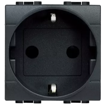 L4141 Розетка 2П + заземление (боков.) 10А/16А с защитными шторками 2 модуля Bticino