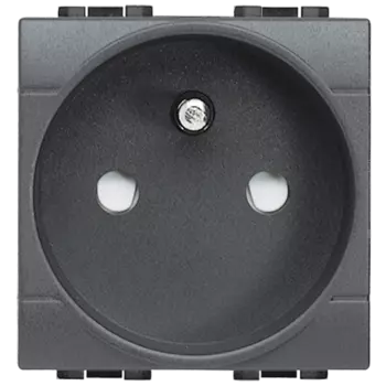 L4142 Розетка 2П + заземление 10А/16А 250В с защитными шторками 2 модуля Французский стандарт Bticino