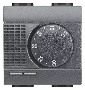 L4441FH Термостат комнатный 2 модуля BTICINO LIVING LIGHT Антрацит