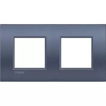 LNE4802M2BM Рамка 2 поста AIR, прямоугольная форма. СОФТ. Цвет Лунная ночь. Немецкий стандарт, пост 2 модуля. Bticino LIVINGLIGHT