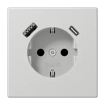 LS1520-15CALG светло-серая Розетка SCHUKO® с USB-интерфейсом с 1 гнездо USB типа A и 1 гнездо USB типа C LS серия