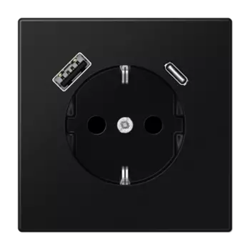 LS1520-15CASWM матовый чёрный графит Розетка SCHUKO® с USB-интерфейсом с 1 гнездо USB типа A и 1 гнездо USB типа C LS серия