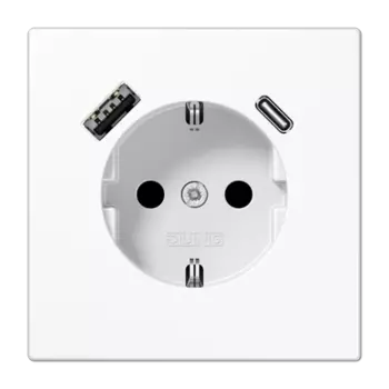 LS1520-15CAWW белая Розетка SCHUKO® с USB-интерфейсом с 1 гнездо USB типа A и 1 гнездо USB типа C LS серия