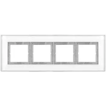 LSP984GLWW Рамка LS Plus Белое стекло 4-постовая Jung