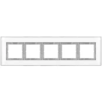 LSP985GLWW Рамка LS Plus Белое стекло 5-постовая Jung