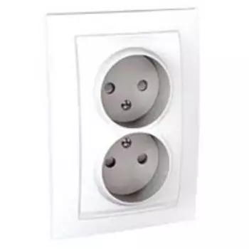 MGU23.063.18D Розетка двойная без з\к со шторками с рамкой белый Schneider Electric