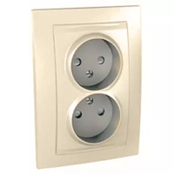 MGU23.063.25D Розетка двойная без з\к со шторками с рамкой бежевый Schneider Electric
