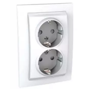 MGU23.067.18D Розетка двойная с з\к со шторками с рамкой белый Schneider Electric