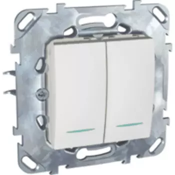 MGU5.0303.18NZD Двухклавишный переключатель (сх.6+6) с инд. ламп белый Schneider Electric