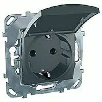 MGU5.037.12TAZD Розетка с з\к со шторками (винт. зажим) с крышкой, графит Schneider Electric