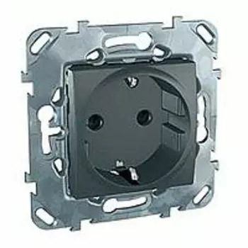 MGU5.037.12ZD Розетка с з\к со шторками (винт. зажим), графит Schneider Electric