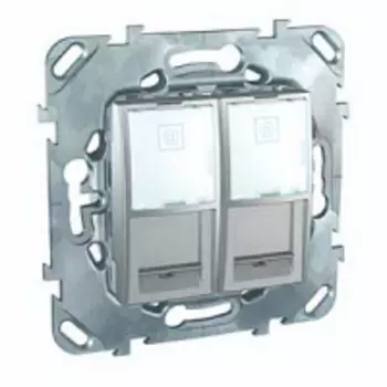 MGU5.2424.30ZD Компьютерная розетка 2хRJ45 кат. 6, с полем для надписи алюминий Schneider Electric