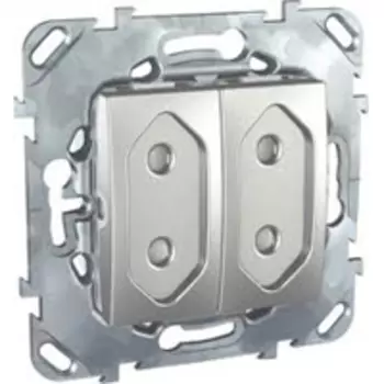MGU5.3131.30ZD Розетка 2 мод 10 а со шторками (винт. зажим) алюминий Schneider Electric