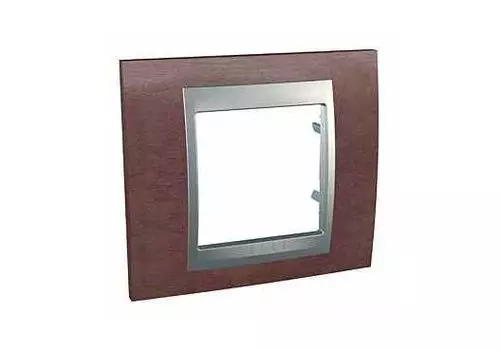 MGU66.002.0M4 Рамка Unica Top Табачное дерево / Алюминий 1-постовая Schneider Electric