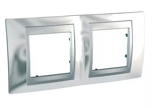 MGU66.004.010 Рамка Unica Top Хром / Алюминий 2-постовая Schneider Electric