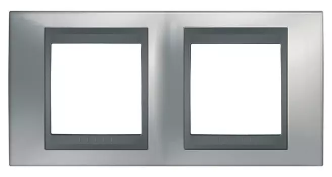 MGU66.004.238 Рамка Unica Top Хром матовый / Графит 2-постовая Schneider Electric
