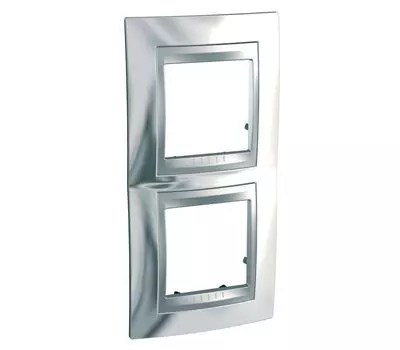 MGU66.004V.010 Рамка Unica Top Хром / Алюминий 2-постовая вертикальная Schneider Electric