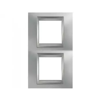 MGU66.004V.038 Рамка Unica Top Хром матовый / Алюминий 2-постовая вертикальная Schneider Electric