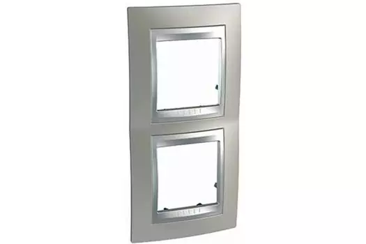 MGU66.004V.039 Рамка Unica Top Никель / Алюминий 2-постовая вертикальная Schneider Electric
