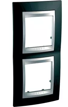 MGU66.004V.093 Рамка Unica Top Родий / Алюминий 2-постовая вертикальная Schneider Electric