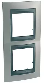 MGU66.004V.238 Рамка Unica Top Хром матовый / Графит 2-постовая вертикальная Schneider Electric