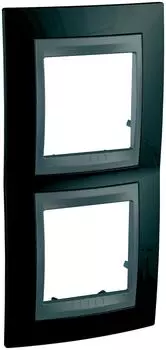 MGU66.004V.293 Рамка Unica Top Родий / Графит 2-постовая вертикальная Schneider Electric